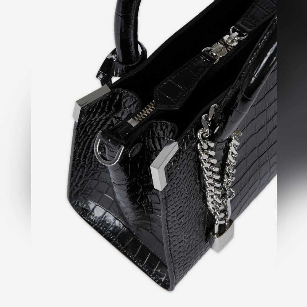 Ming crocodile effect bag in black leather - Picture 5 of 9